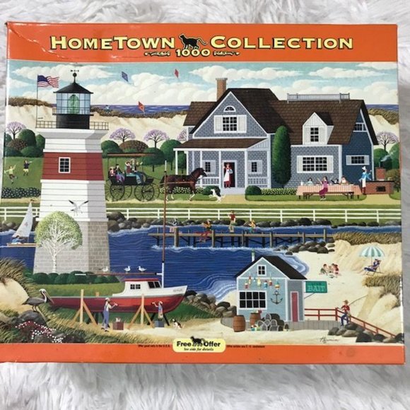 Hometown Collection Grand Peacock Hotel & New England Lighthouse Puzzles Set - Picture 2 of 16